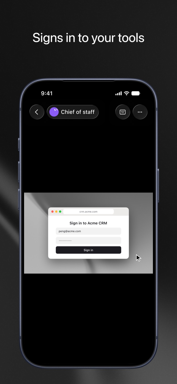 phone Official Grok Bot example of signing into a business app